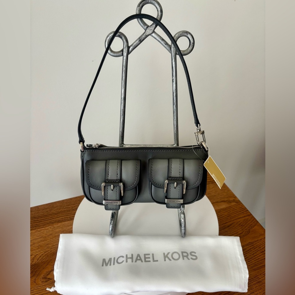 Michael Kors Small Leather Pouchette, Storm color w/dust bag - Picture 4 of 4